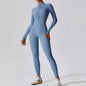 Long Sleeve Zipper Tight Fitness Jumpsuit for Women